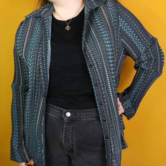 Funky Patterned Button Up Accordion Shirt, 2XL - Picture 3 of 4